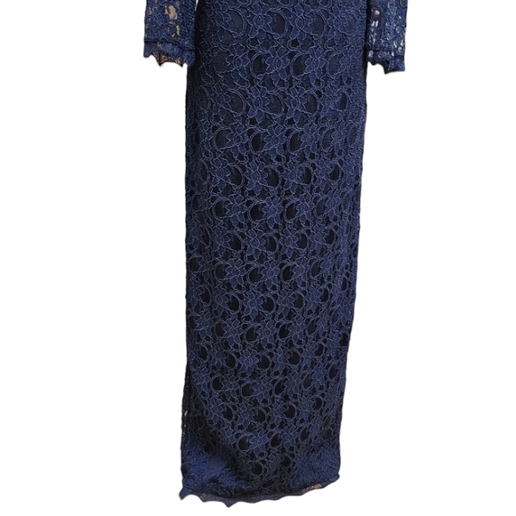 Joseph Ribkoff Lace Maxi Evening Dress Navy Size 8 Formal Party Elegant Glamour - Picture 12 of 16